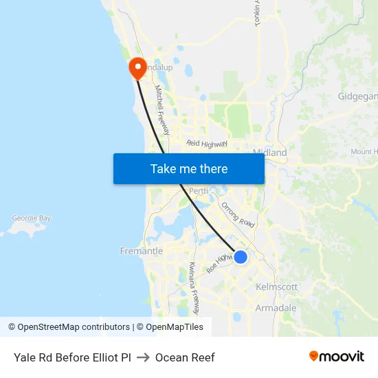 Yale Rd Before Elliot Pl to Ocean Reef map
