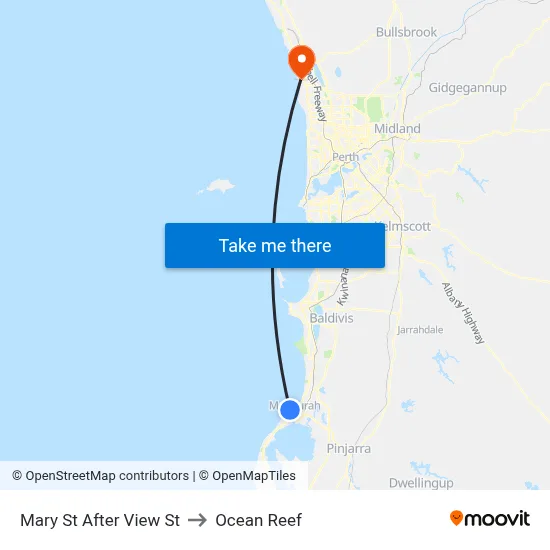 Mary St After View St to Ocean Reef map