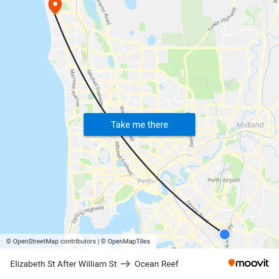 Elizabeth St After William St to Ocean Reef map