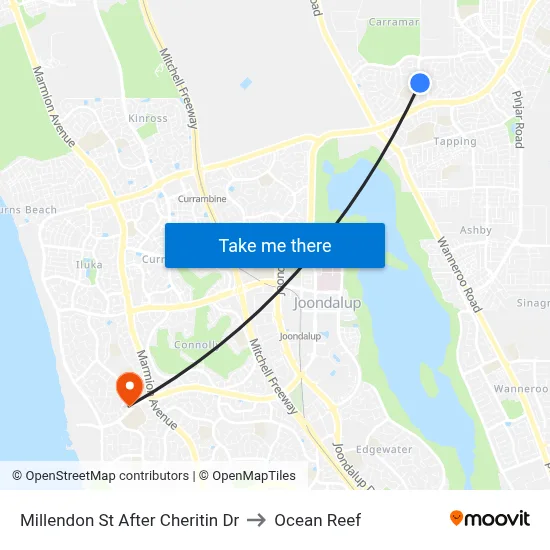 Millendon St After Cheritin Dr to Ocean Reef map