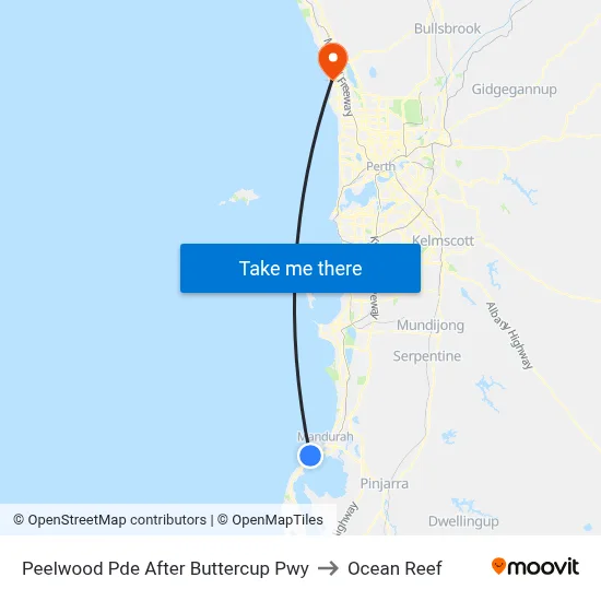 Peelwood Pde After Buttercup Pwy to Ocean Reef map