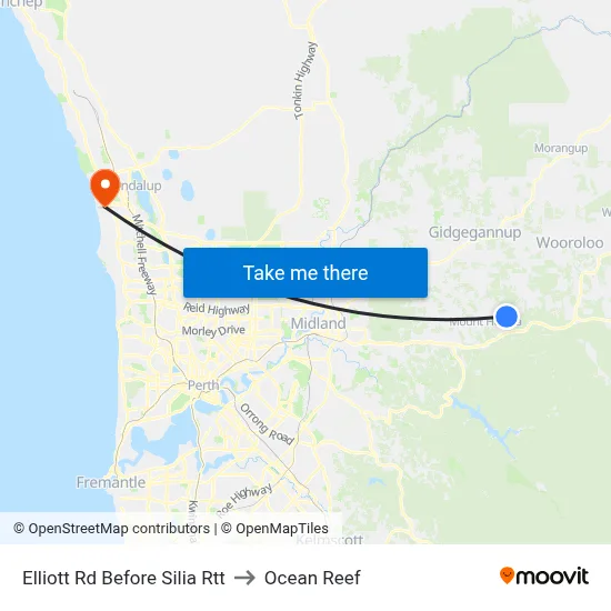 Elliott Rd Before Silia Rtt to Ocean Reef map