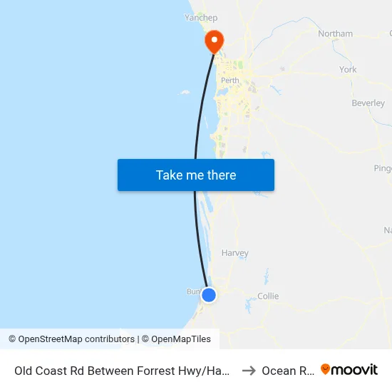 Old Coast Rd Between Forrest Hwy/Hamilton Rd to Ocean Reef map