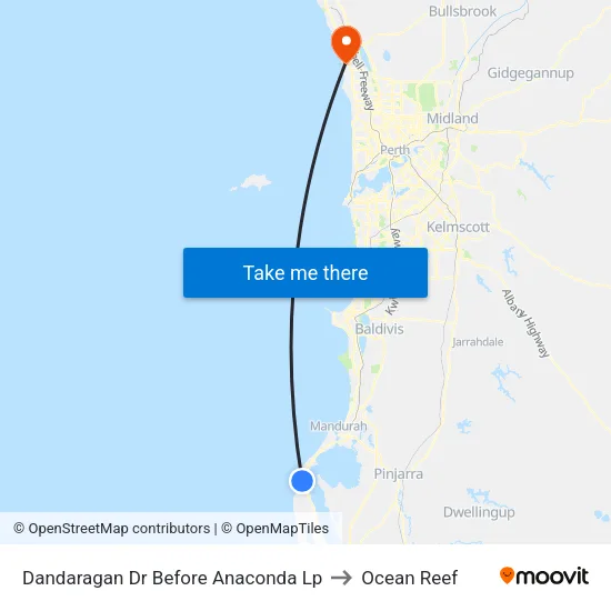 Dandaragan Dr Before Anaconda Lp to Ocean Reef map