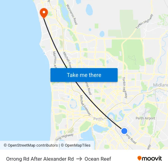 Orrong Rd After Alexander Rd to Ocean Reef map