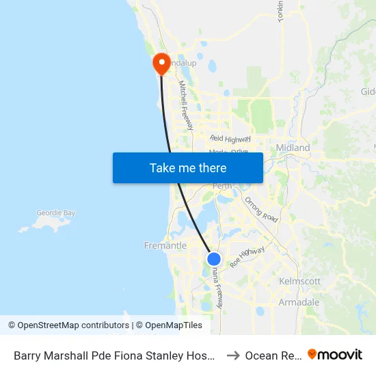 Barry Marshall Pde Fiona Stanley Hospital to Ocean Reef map