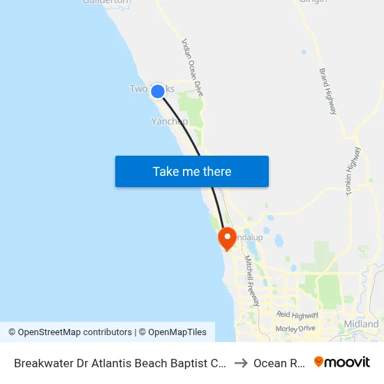 Breakwater Dr Atlantis Beach Baptist College to Ocean Reef map