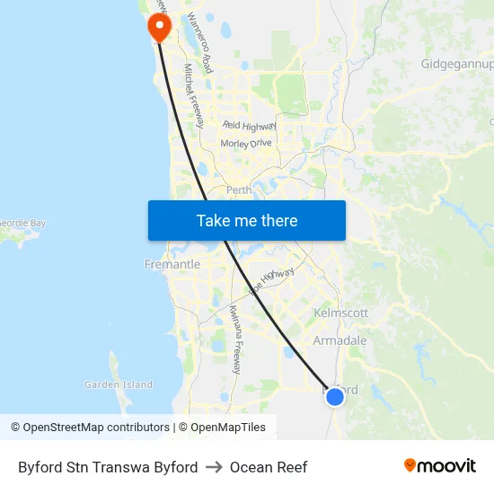 Byford Stn Transwa Byford to Ocean Reef map