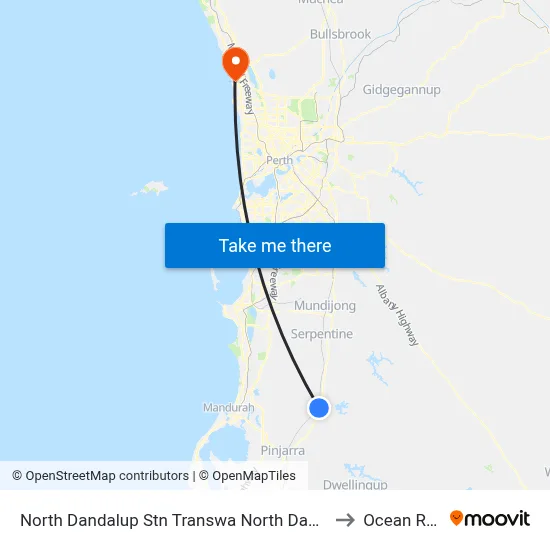 North Dandalup Stn Transwa North Dandalup to Ocean Reef map