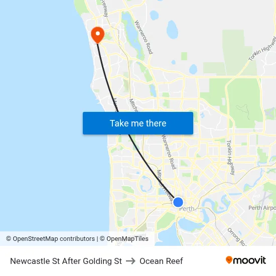 Newcastle St After Golding St to Ocean Reef map