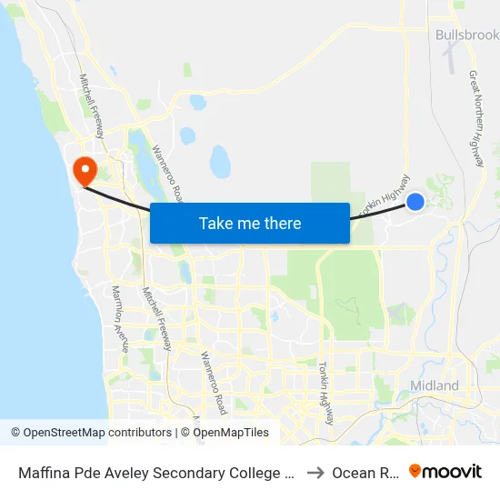 Maffina Pde Aveley Secondary College Stand 3 to Ocean Reef map