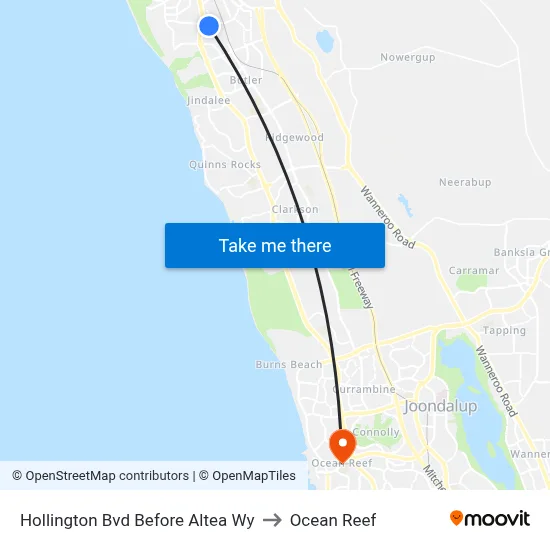 Hollington Bvd Before Altea Wy to Ocean Reef map