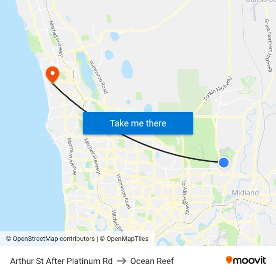 Arthur St After Platinum Rd to Ocean Reef map