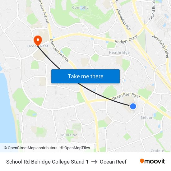 School Rd Belridge College Stand 1 to Ocean Reef map