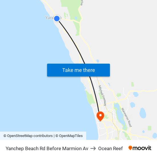 Yanchep Beach Rd Before Marmion Av to Ocean Reef map