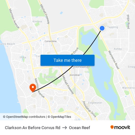 Clarkson Av Before Corvus Rd to Ocean Reef map