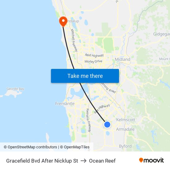 Gracefield Bvd After Nicklup St to Ocean Reef map