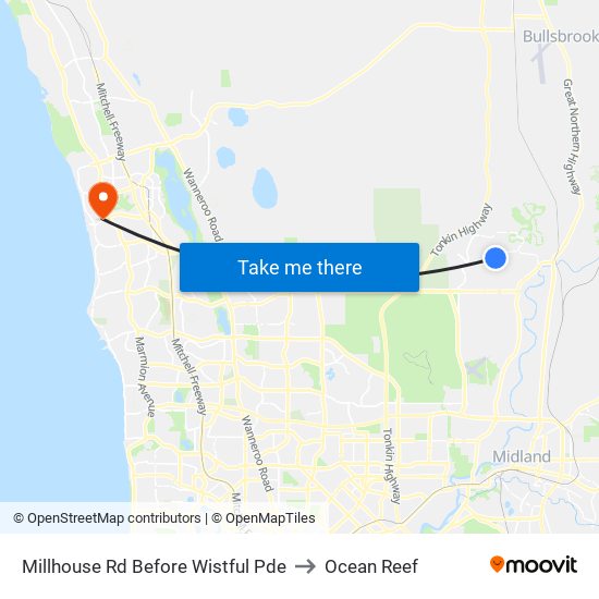 Millhouse Rd Before Wistful Pde to Ocean Reef map