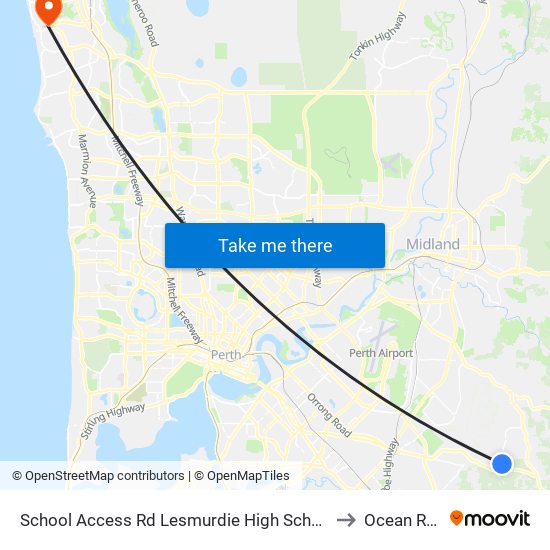 School Access Rd Lesmurdie High School S4 to Ocean Reef map