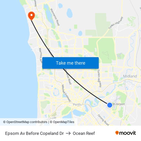 Epsom Av Before Copeland Dr to Ocean Reef map
