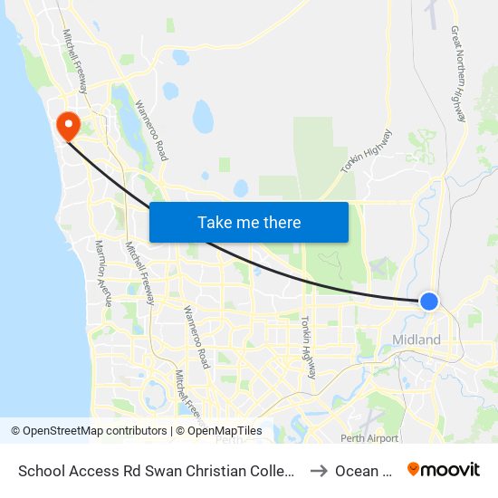 School Access Rd Swan Christian College Stand 1 to Ocean Reef map