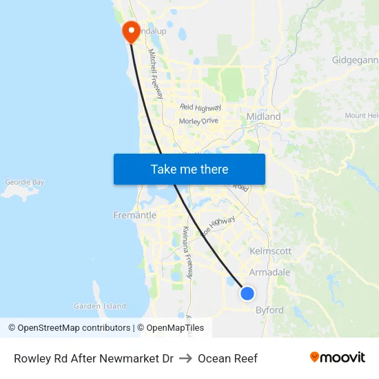 Rowley Rd After Newmarket Dr to Ocean Reef map