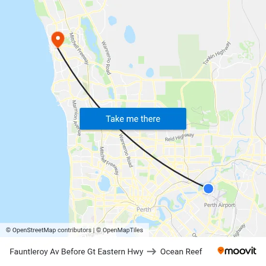 Fauntleroy Av Before Gt Eastern Hwy to Ocean Reef map