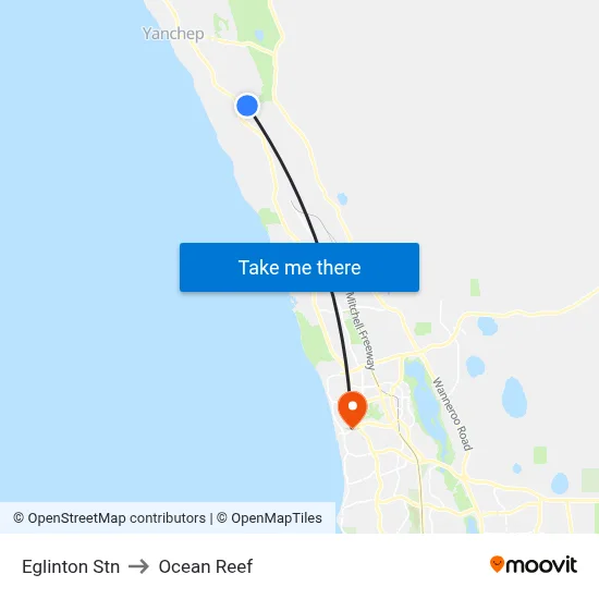 Eglinton Stn to Ocean Reef map