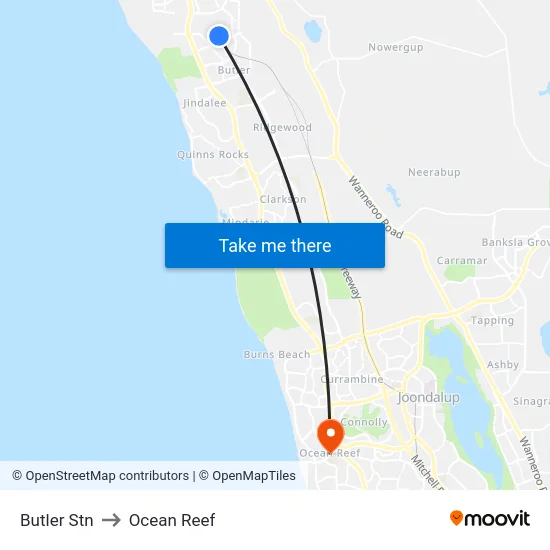 Butler Stn to Ocean Reef map