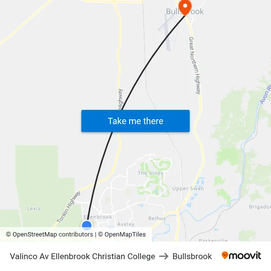 Valinco Av Ellenbrook Christian College to Bullsbrook map