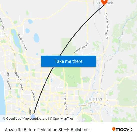 Anzac Rd Before Federation St to Bullsbrook map