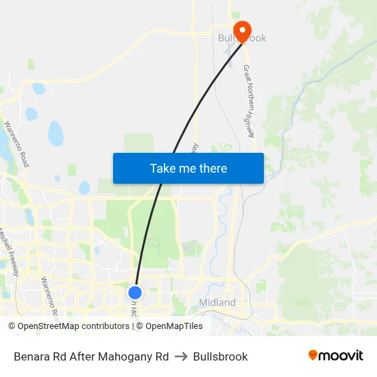 Benara Rd After Mahogany Rd to Bullsbrook map