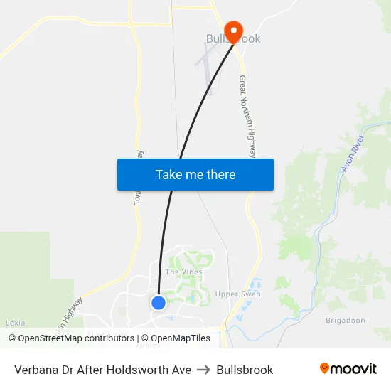 Verbana Dr After Holdsworth Ave to Bullsbrook map