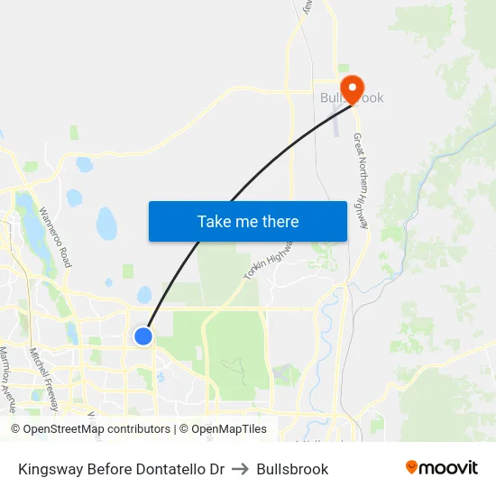 Kingsway   Before Dontatello Dr to Bullsbrook map