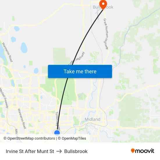Irvine St After Munt St to Bullsbrook map