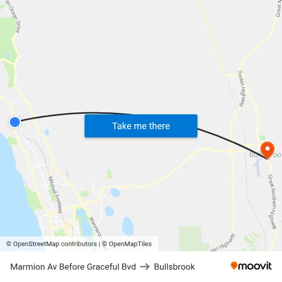 Marmion Av Before Graceful Bvd to Bullsbrook map