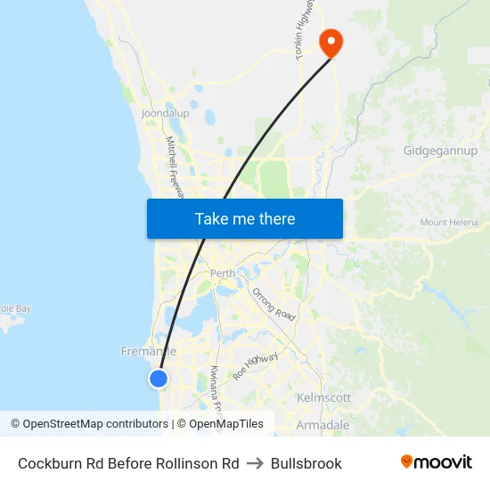 Cockburn Rd Before Rollinson Rd to Bullsbrook map