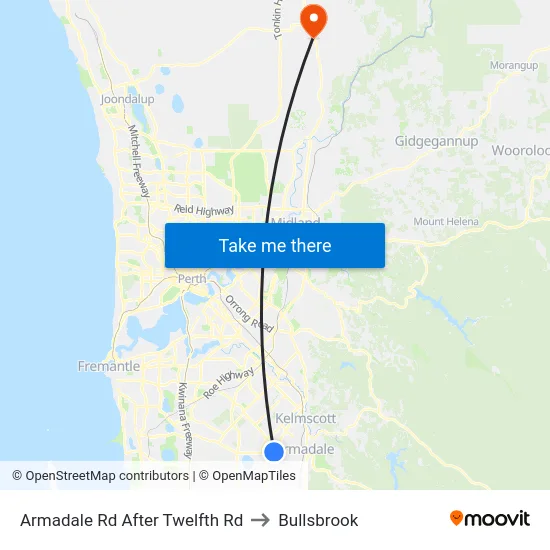 Armadale Rd After Twelfth Rd to Bullsbrook map