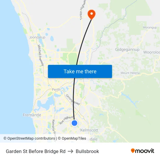 Garden St Before Bridge Rd to Bullsbrook map