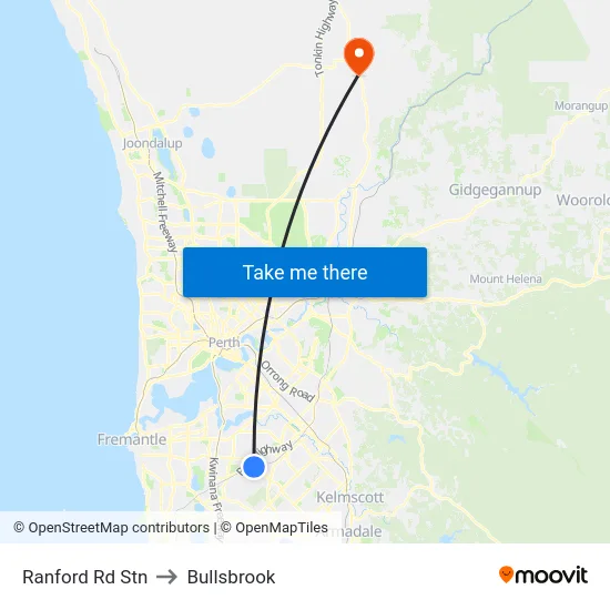 Ranford Rd Stn to Bullsbrook map