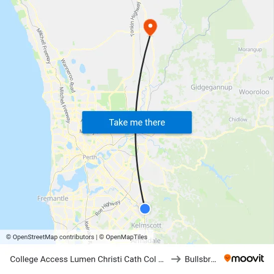 College Access Lumen Christi Cath Col Stand 4 to Bullsbrook map