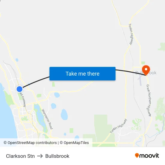 Clarkson Stn to Bullsbrook map