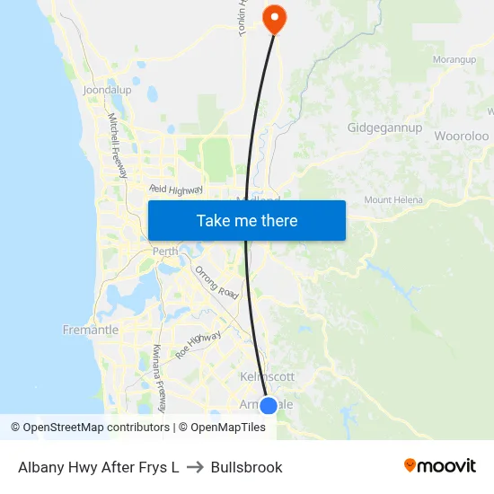 Albany Hwy After Frys L to Bullsbrook map