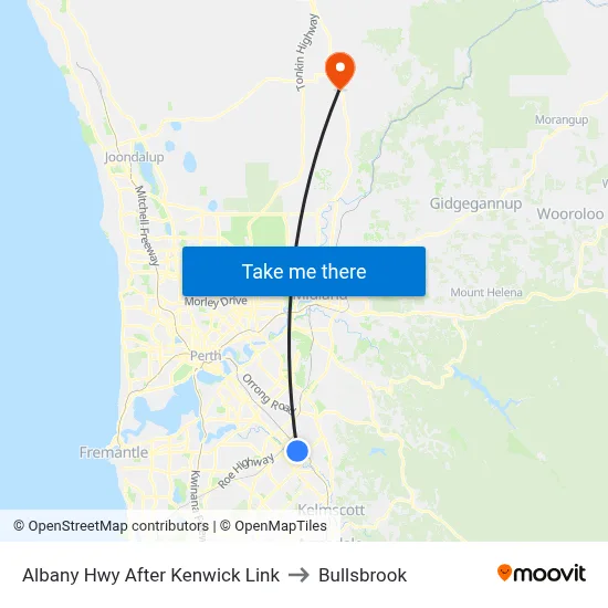 Albany Hwy After Kenwick Link to Bullsbrook map