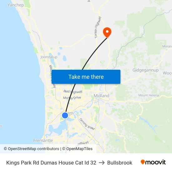 Kings Park Rd Dumas House Cat Id 32 to Bullsbrook map