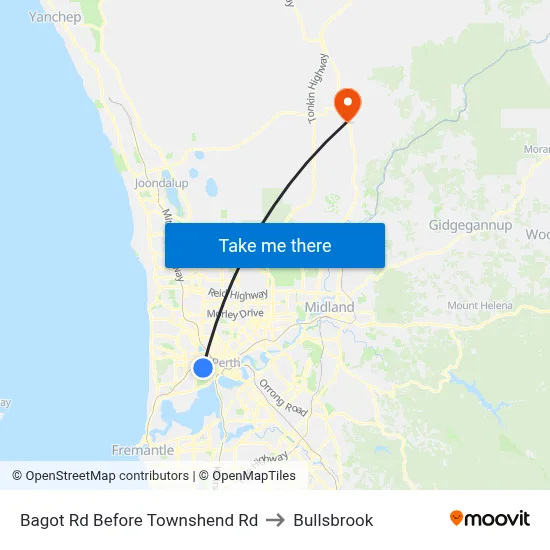 Bagot Rd Before Townshend Rd to Bullsbrook map