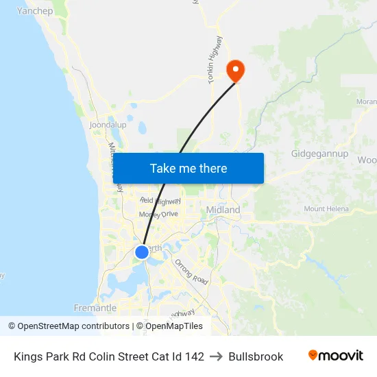 Kings Park Rd Colin Street Cat Id 142 to Bullsbrook map