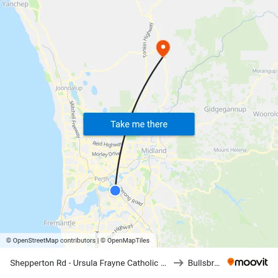 Shepperton Rd - Ursula Frayne Catholic Coll Sen to Bullsbrook map