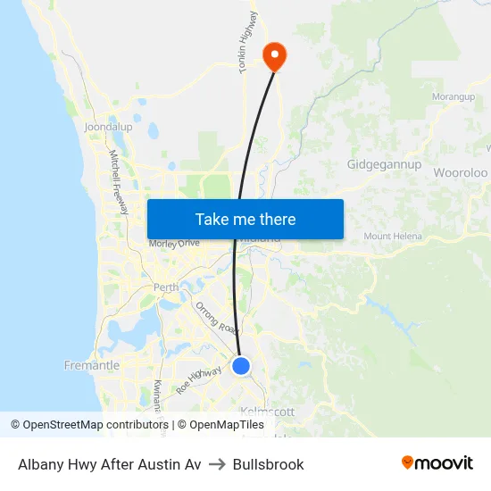 Albany Hwy After Austin Av to Bullsbrook map