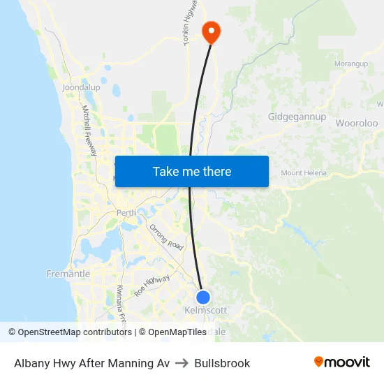 Albany Hwy After Manning Av to Bullsbrook map